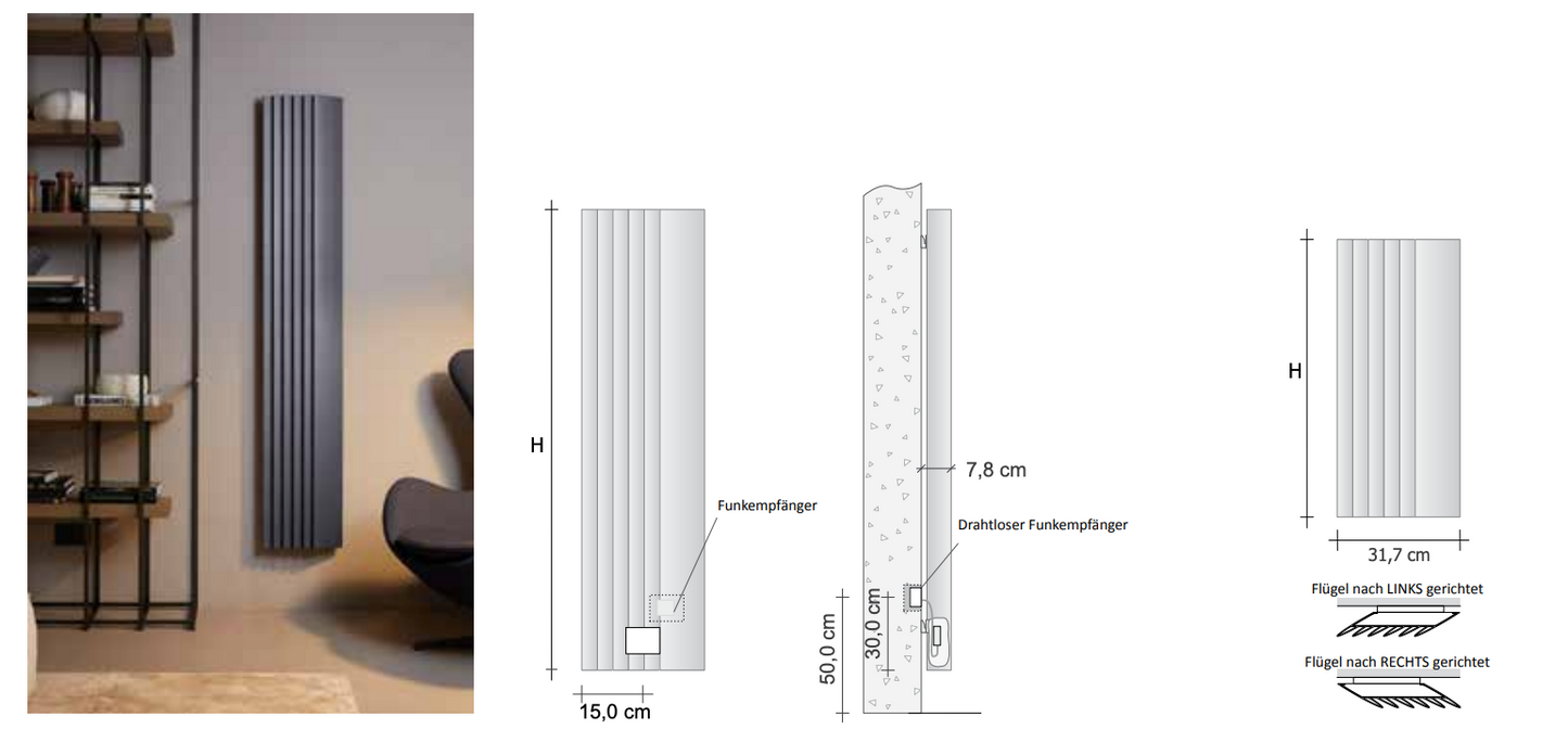 Heizkörper von Tubes: Step by Step Vertikal Elektrisch
