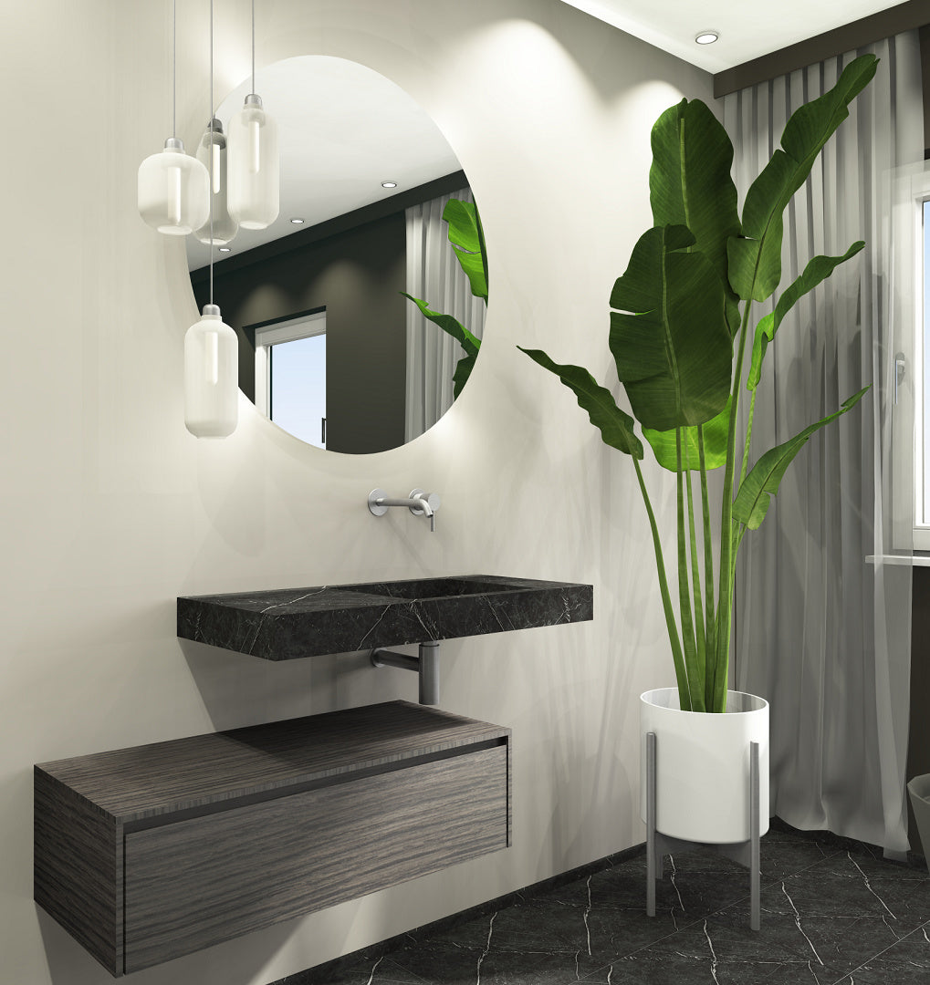 Schwarzer Marmor Waschtisch Nero Marquinia - eckig rechts