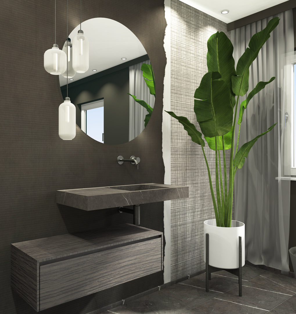Grauer Naturstein Waschtisch aus Marmor - Pietra Grey - eckig rechts bis 90 cm - Water and Stone Collection