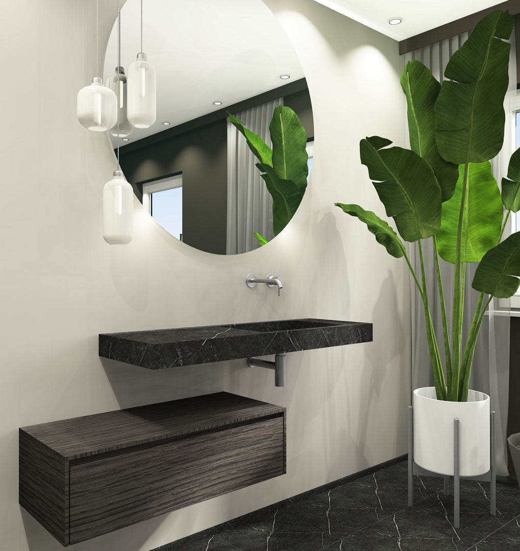 Schwarzer Marmor Waschtisch Nero Marquinia - eckig rechts