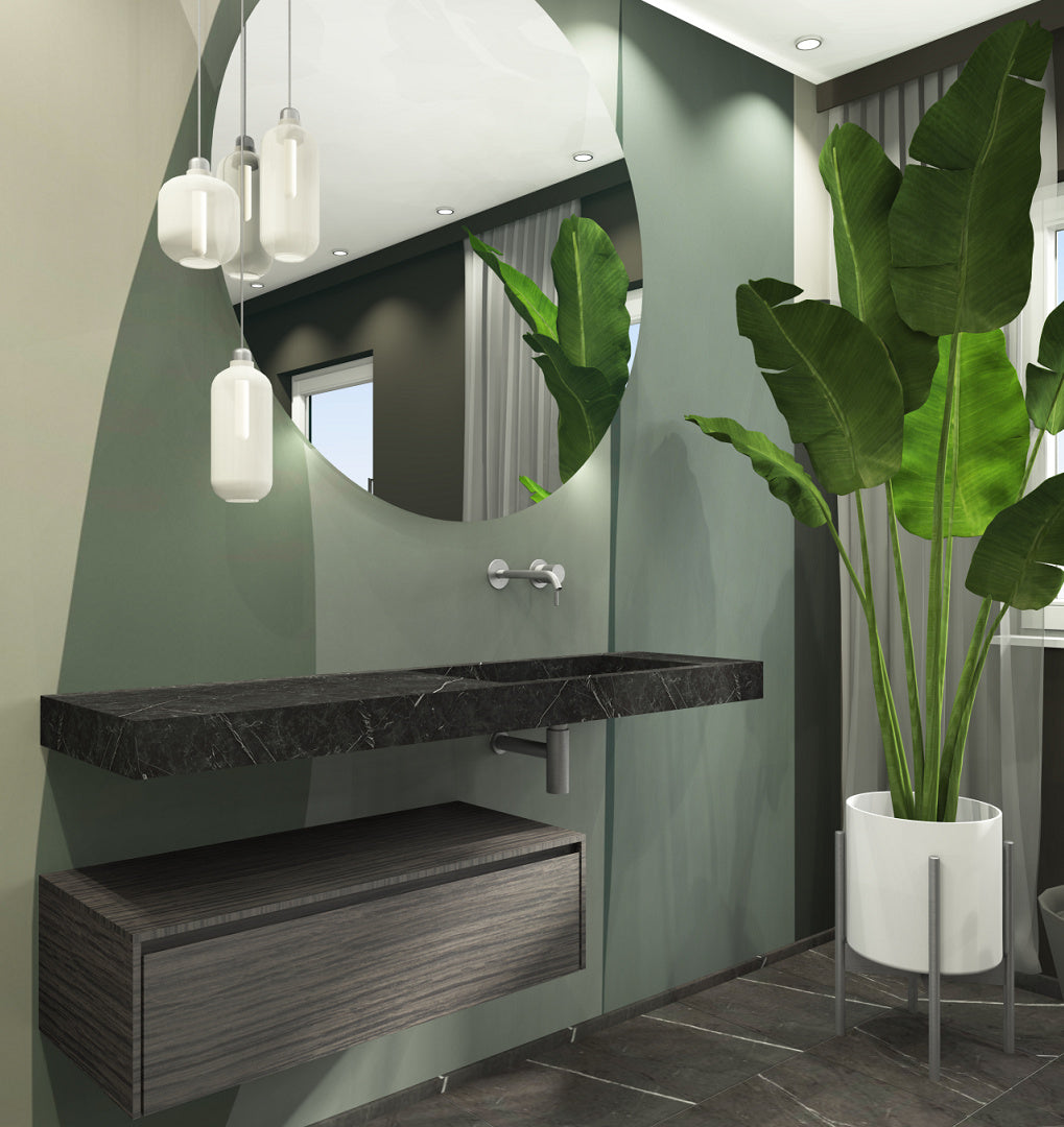 Schwarzer Marmor Waschtisch Nero Marquinia - eckig rechts