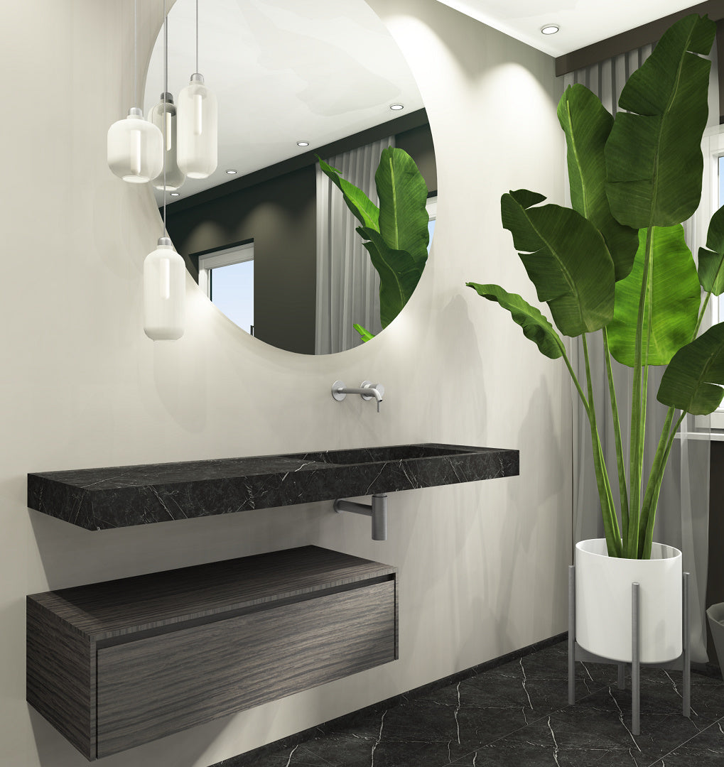 Schwarzer Marmor Waschtisch Nero Marquinia - eckig rechts