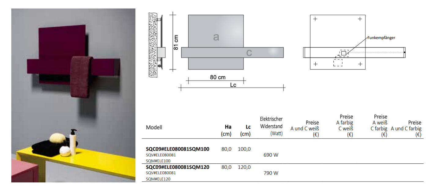 Heizkörper von Tubes: SQUARE Kombination Elektrisch (2 Paket)