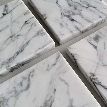 Weißer Marmor Naturstein Waschtisch Bianco Carrara - eckig links