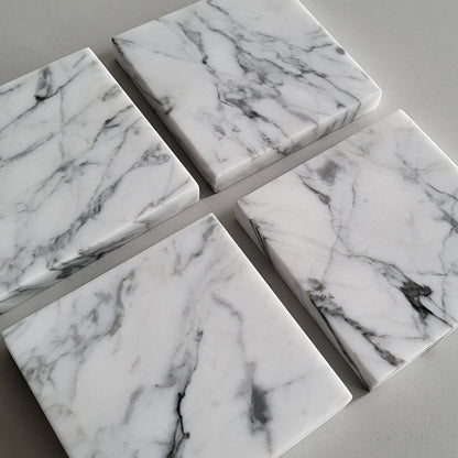 Weißer Marmor Naturstein Waschtisch Bianco Carrara - eckig mittig